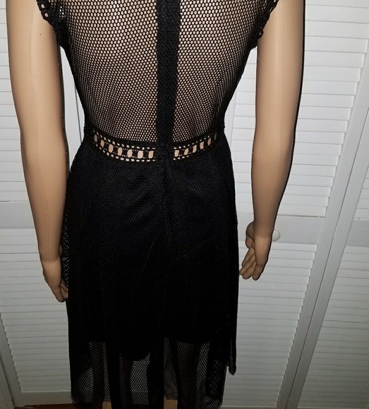 BLACK LACE MIDI SEE THROUGH DRESS - Picture 7 of 7